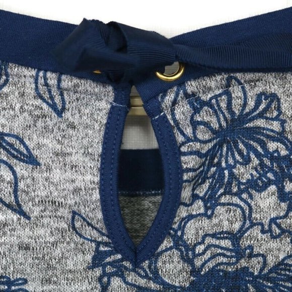 St John's Bay Shirt Top Tunic Grey Blue Floral Knit Long Sleeve XL - Picture 7 of 11